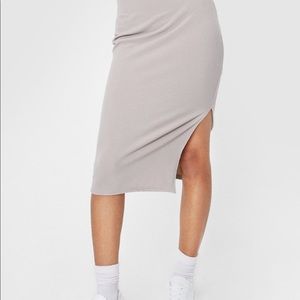 Ribbed midi high waist skirt with split hem size 8